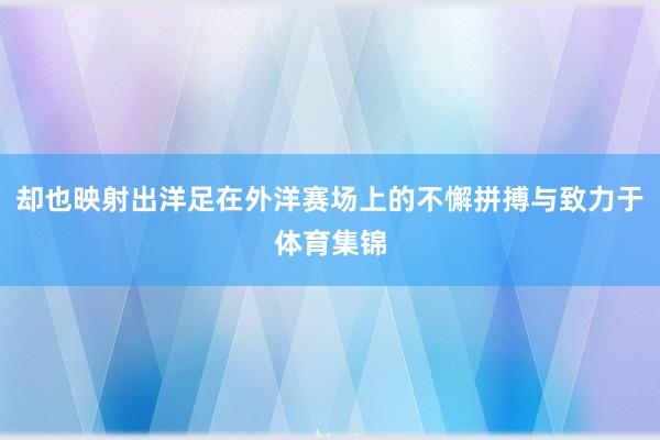 却也映射出洋足在外洋赛场上的不懈拼搏与致力于体育集锦