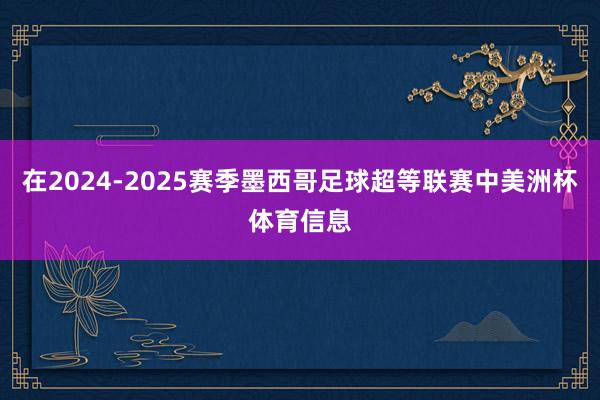 在2024-2025赛季墨西哥足球超等联赛中美洲杯体育信息